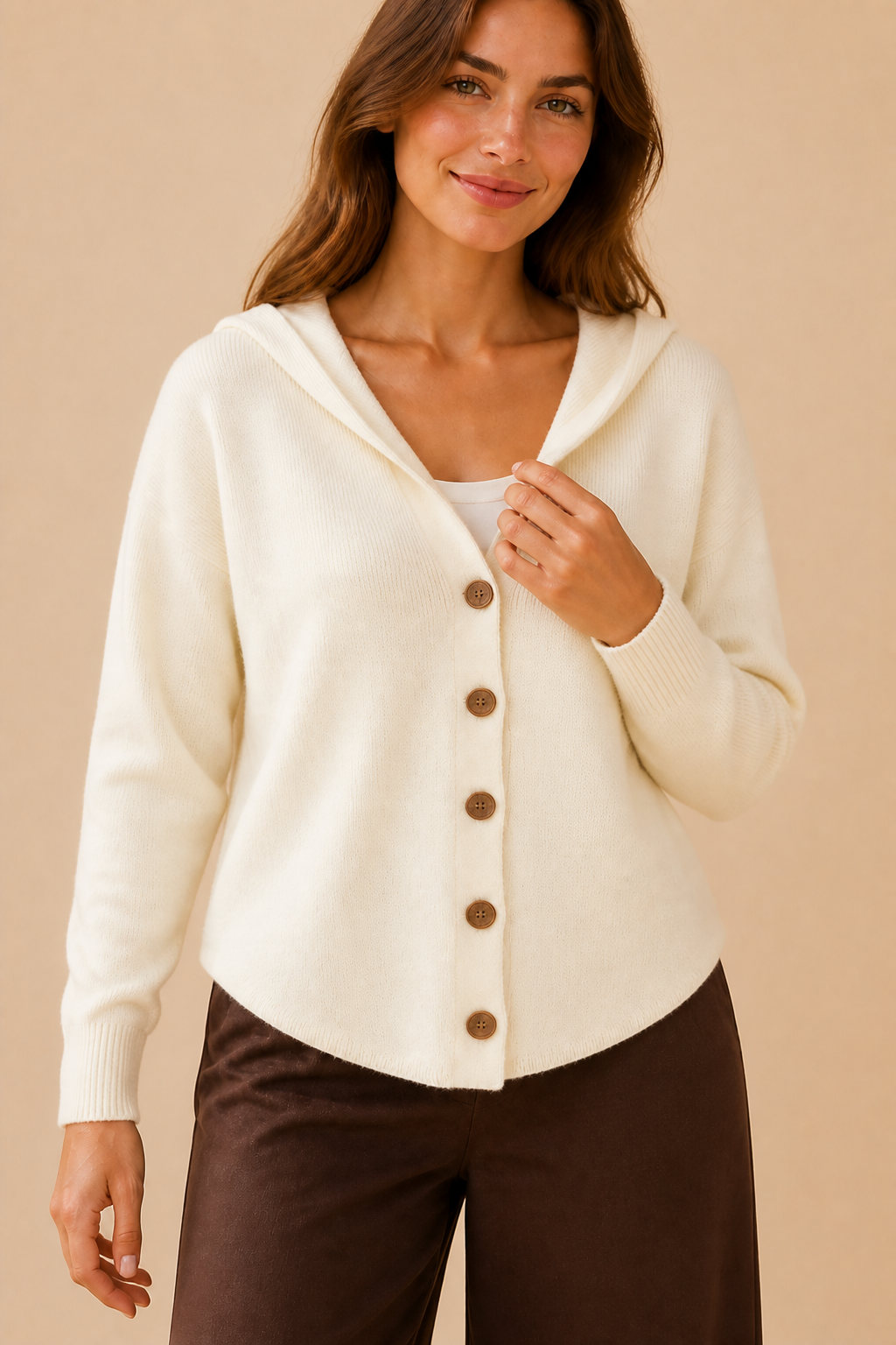 Maija | Hupullinen neuletakki