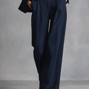 FORTUNATA - Completo doppiopetto donna righe blu navy classico