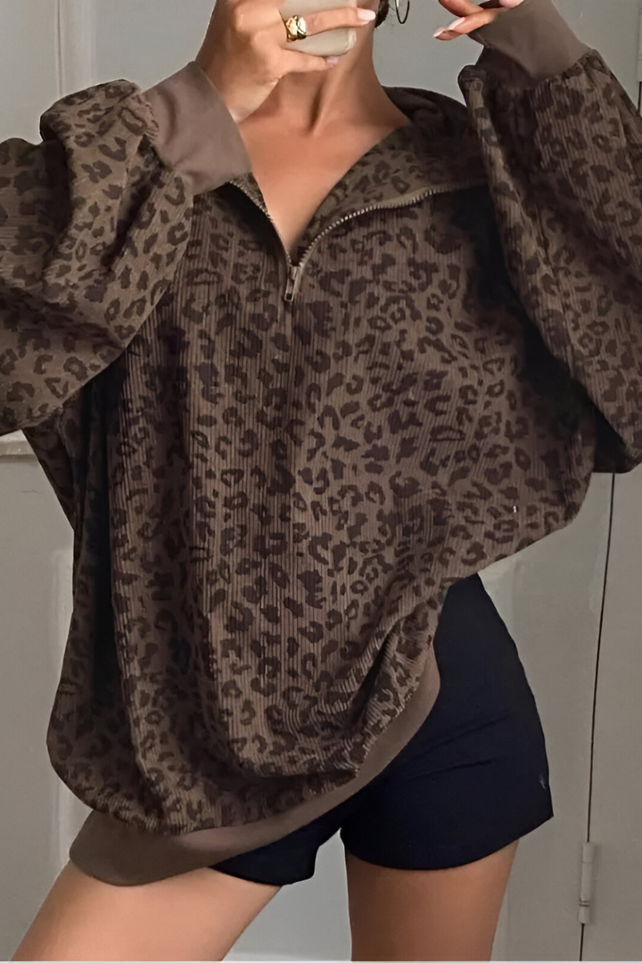 Mara | Comodo Maglione con Stampa Leopardo