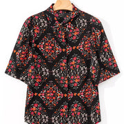 Vintage-Blumenmuster-Hemd mit Knöpfen