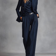 FORTUNATA - Completo doppiopetto donna righe blu navy classico