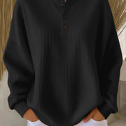 Mirabel | Cozy Waffle Henley Sweatshirt