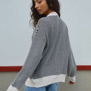 Ombretta | Cardigan a chevron con bottoni a contrasto