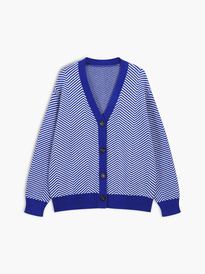 Ombretta | Cardigan a chevron con bottoni a contrasto