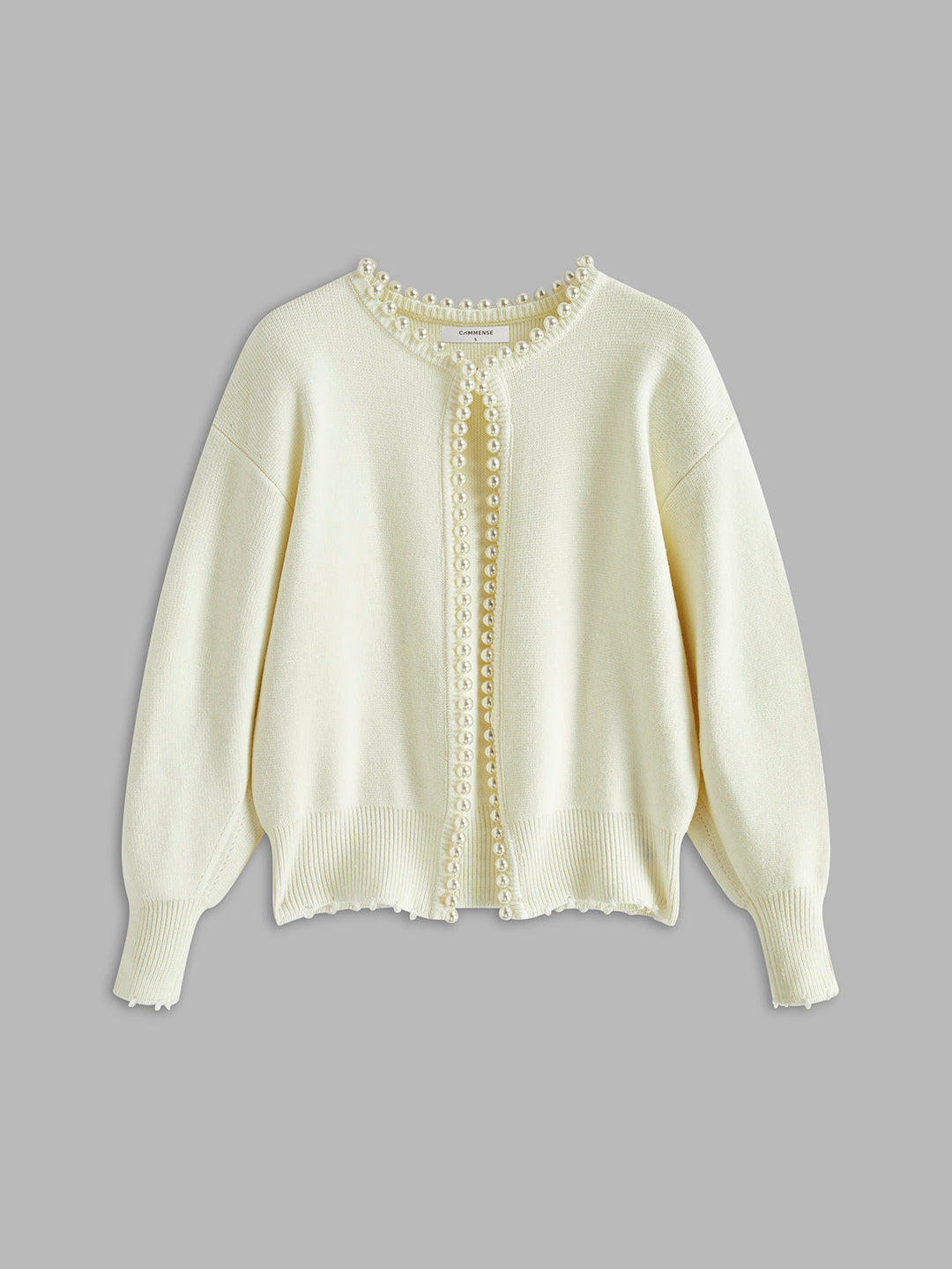 Celeste | Cardigan con bordo di perle