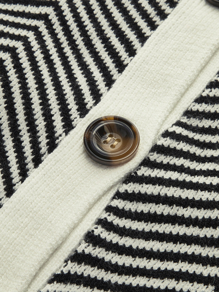Ombretta | Cardigan a chevron con bottoni a contrasto