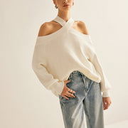 Marina | Suéter con cuello cruzado y hombros descubiertos