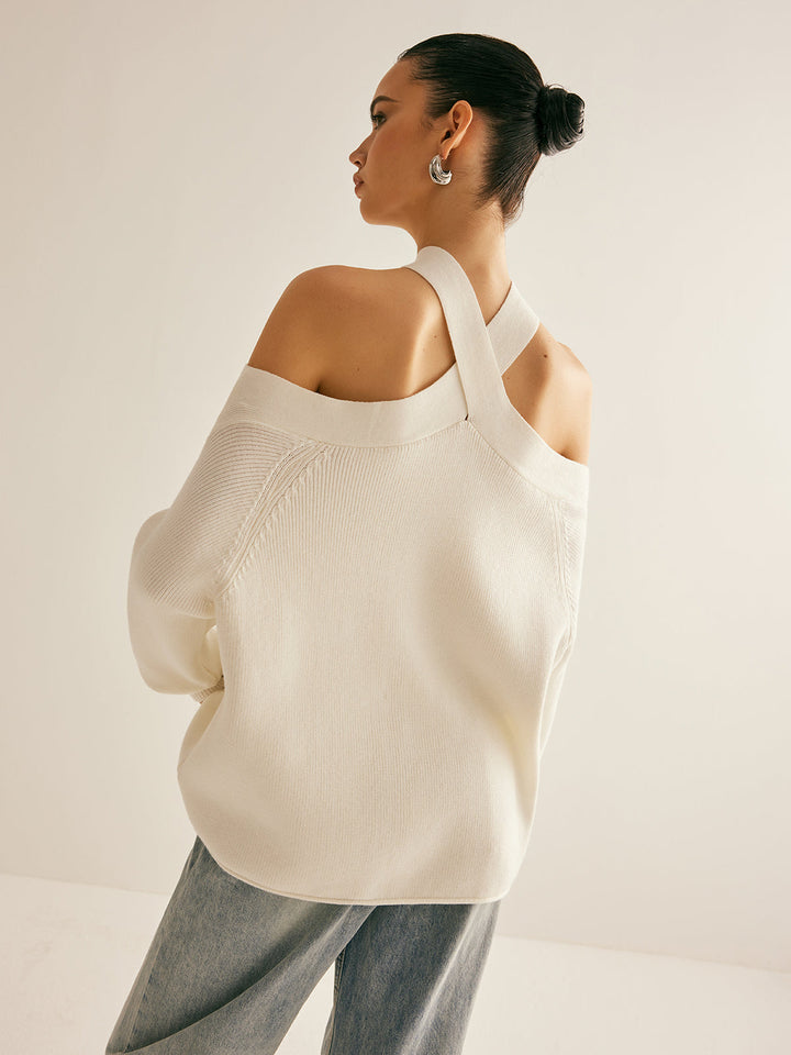 Marina | Suéter con cuello cruzado y hombros descubiertos