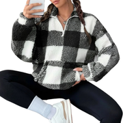 Elena | Mukava Ruudullinen Fleece-Sweatshirt