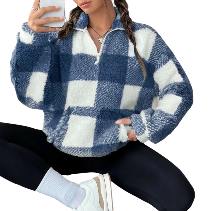 Elena | Mukava Ruudullinen Fleece-Sweatshirt