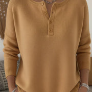 Helena | Henley Button-Up Knit Sweater