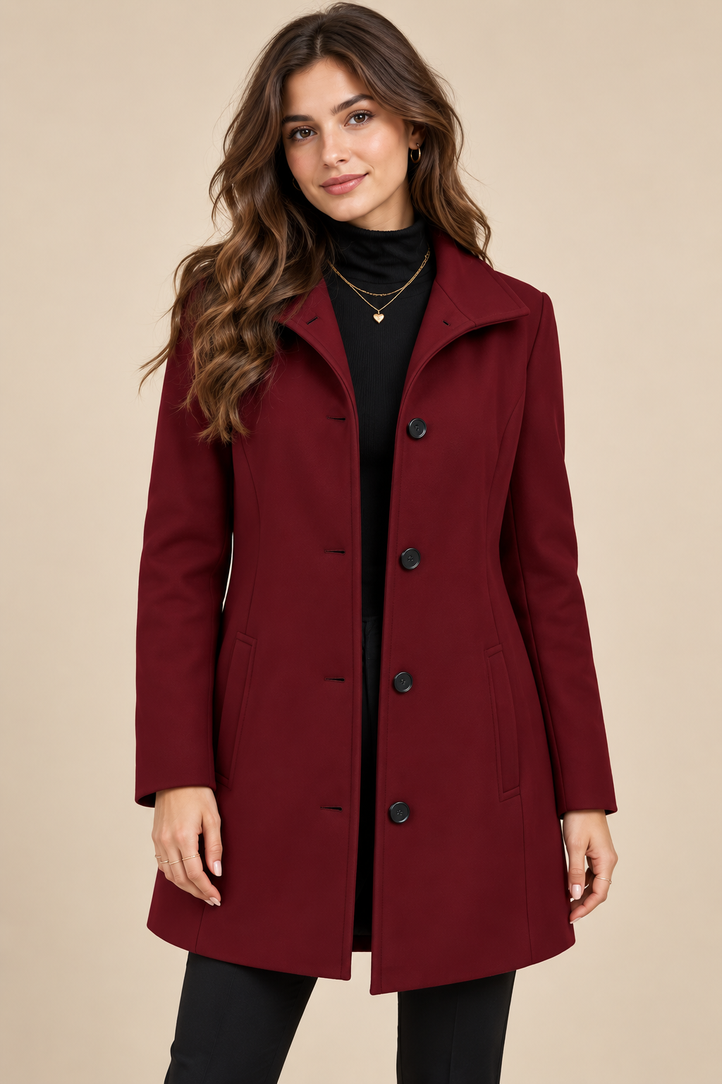 Valentina | Elegantti pitkälinjainen napitakki