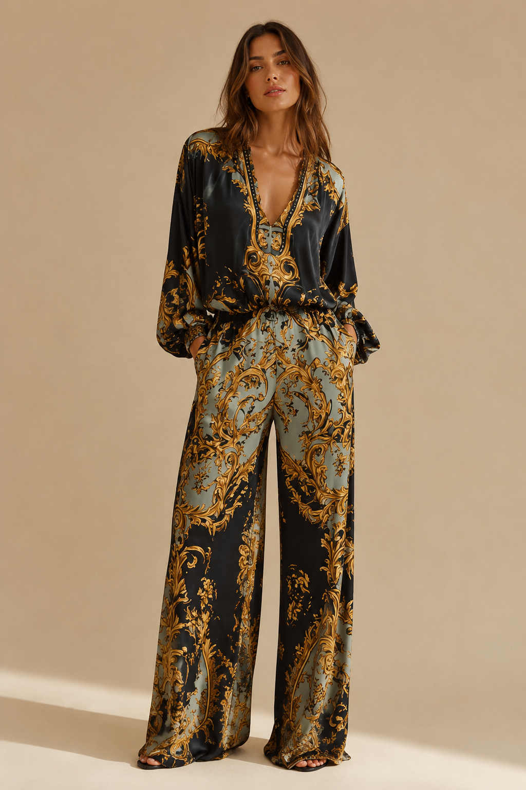 Conjunto Saga | Conjunto estampado acetinado