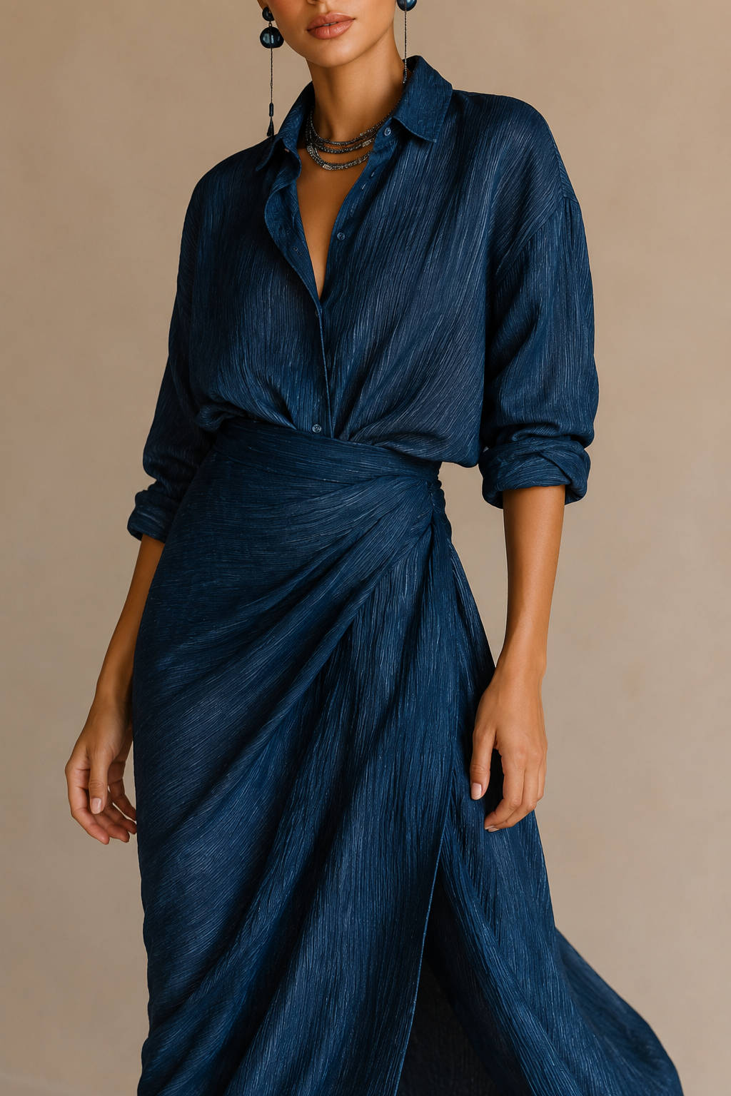 Katriina | Conjunto elegante com saia drapeada
