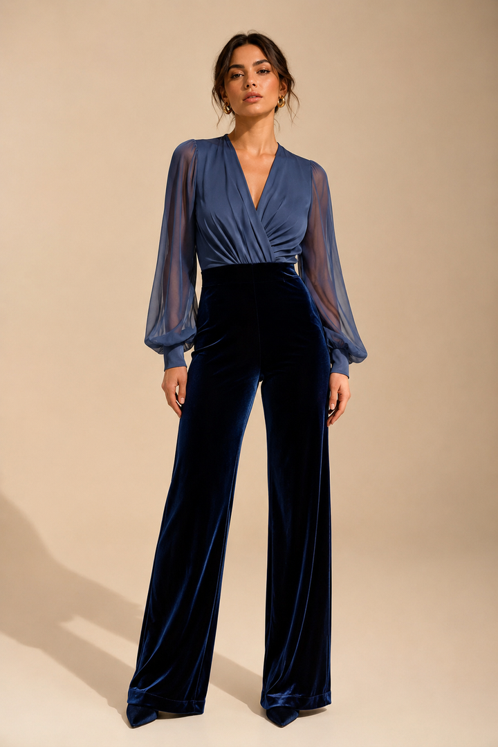 Leimu | Conjunto elegante com mangas transparentes