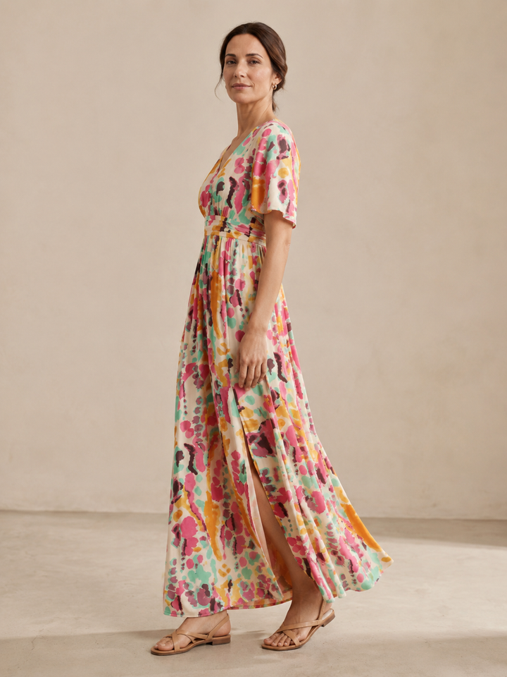 Yuki | V-aukkoinen Tie-Dye-mekko
