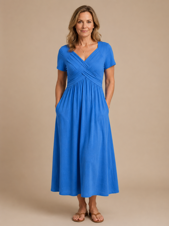 Amalia | Tyylikäs midi-mekko, jossa on kietaulusiluetti