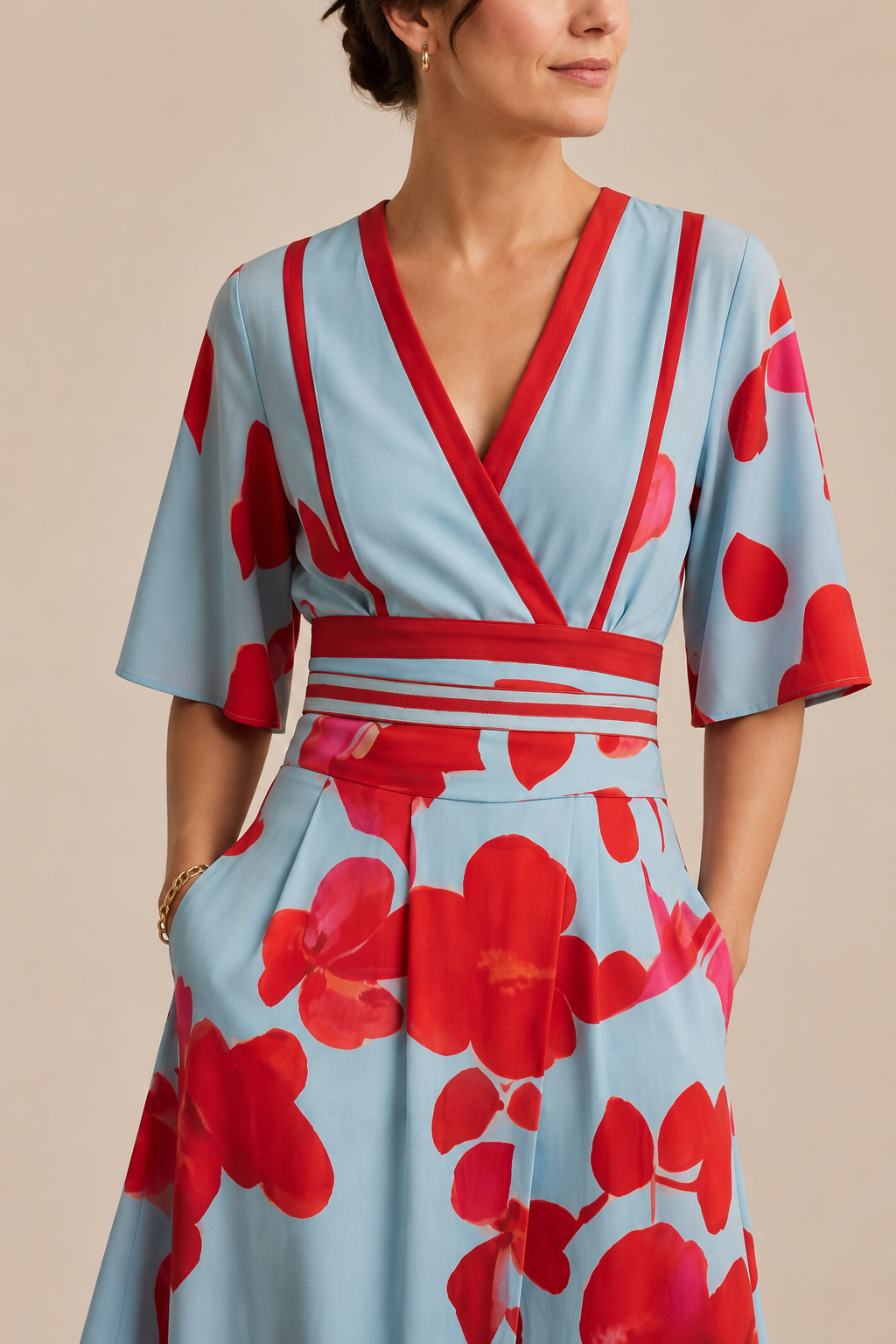 Valentina | Tyylikäs pitkä mekko syvällä pääntiellä