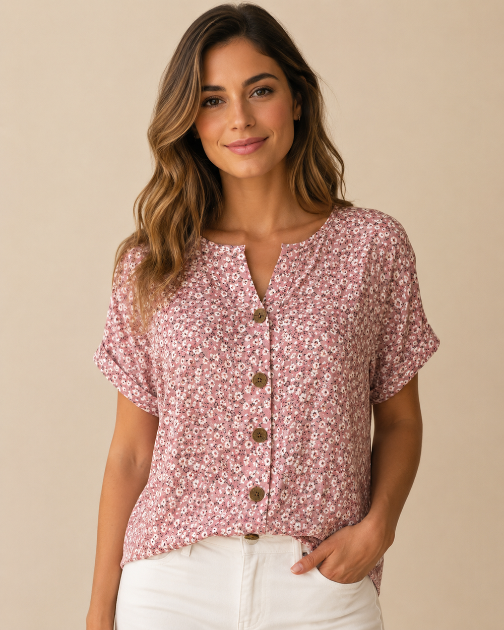 Blusa Marja — Blusa floral com botões