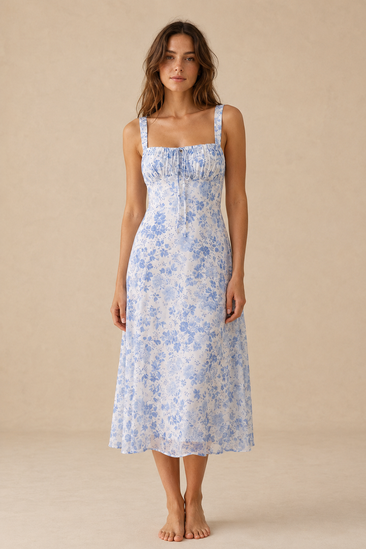 Iiris | Vestido midi floral com alças