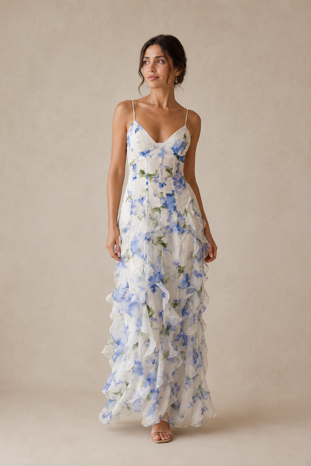 Uri | Abito Midi Floreale con Rouches