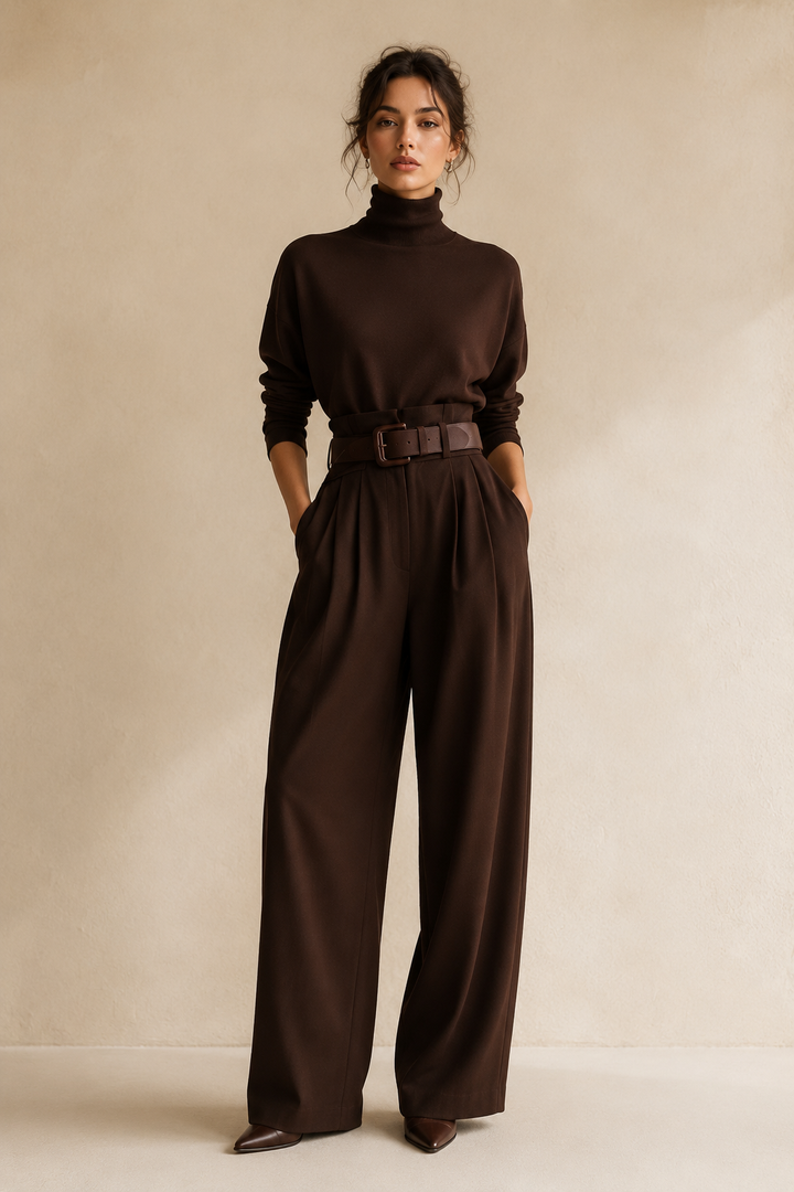 DELACROIX | Ensemble Col Roulé et Pantalon Droit Cyrielle