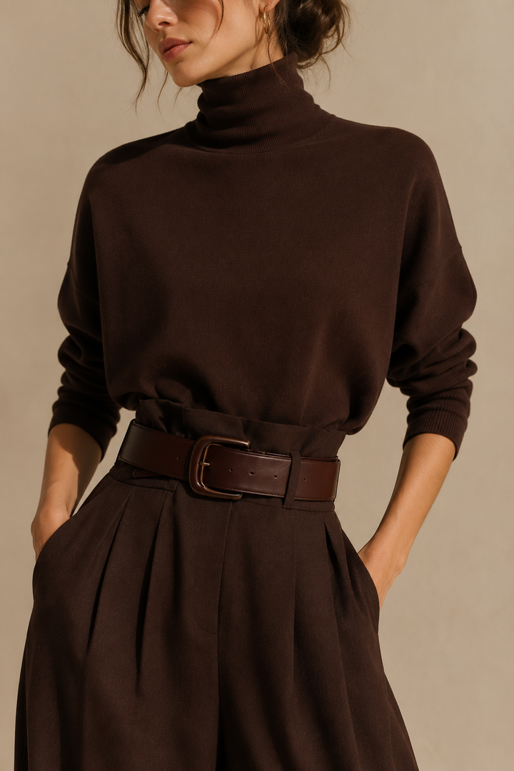 DELACROIX | Ensemble Col Roulé et Pantalon Droit Cyrielle