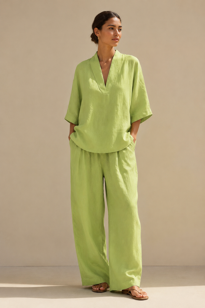 Linna | Conjunto fluido com gola aberta