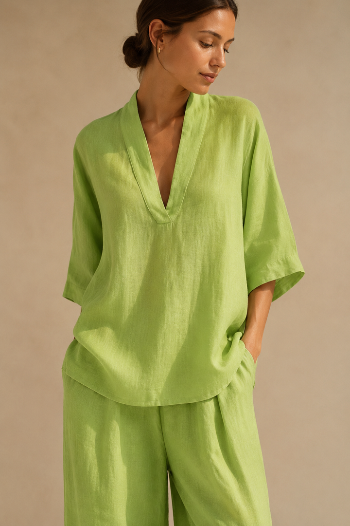 Linna | Conjunto fluido com gola aberta