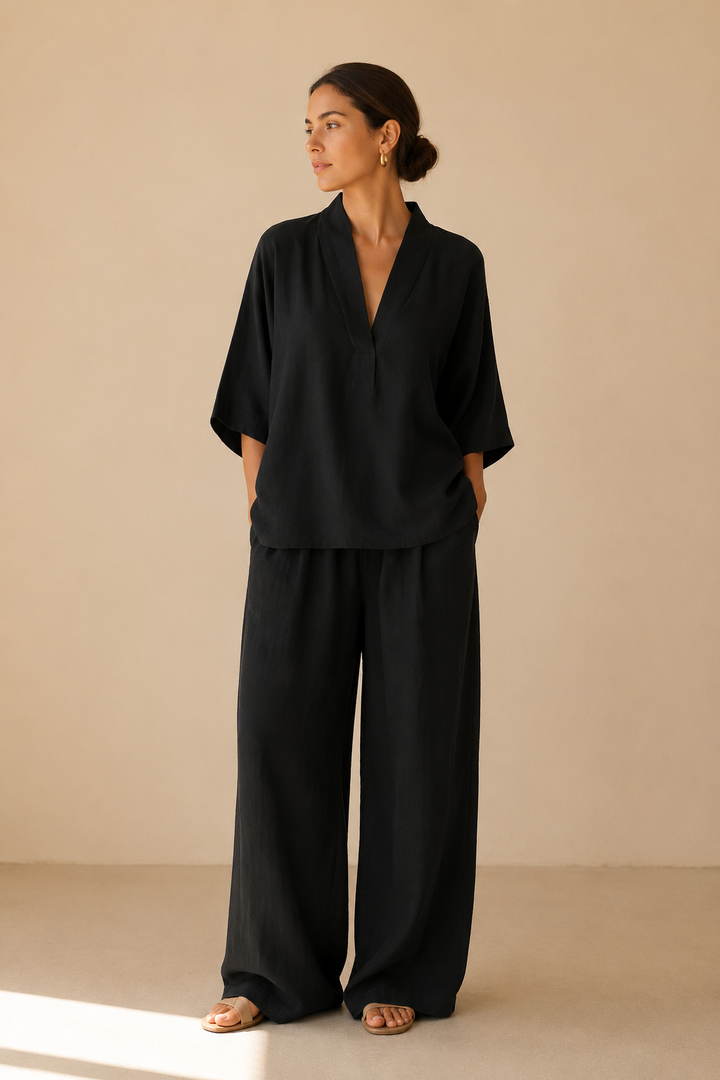 Linna | Conjunto fluido com gola aberta