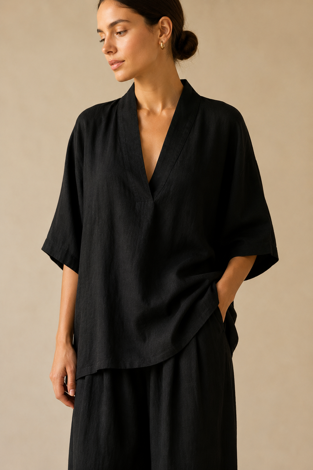 Linna | Conjunto fluido com gola aberta