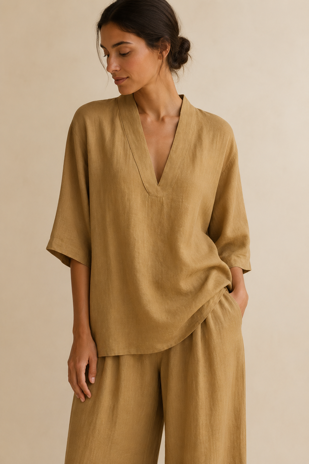 Linna | Conjunto fluido com gola aberta