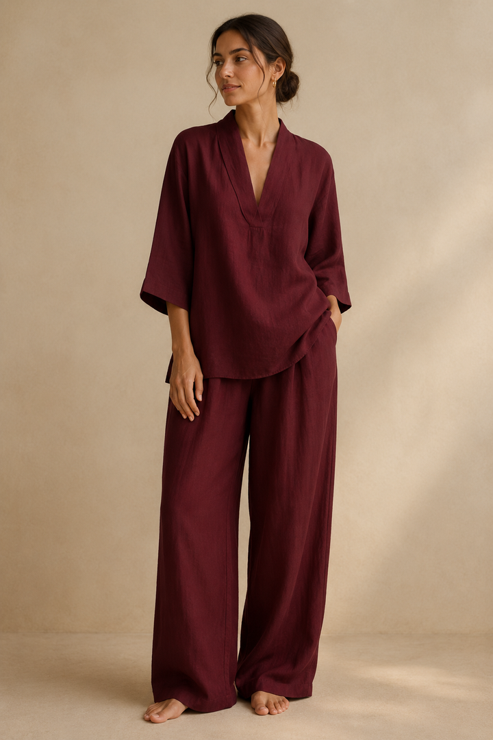 Linna | Conjunto fluido com gola aberta