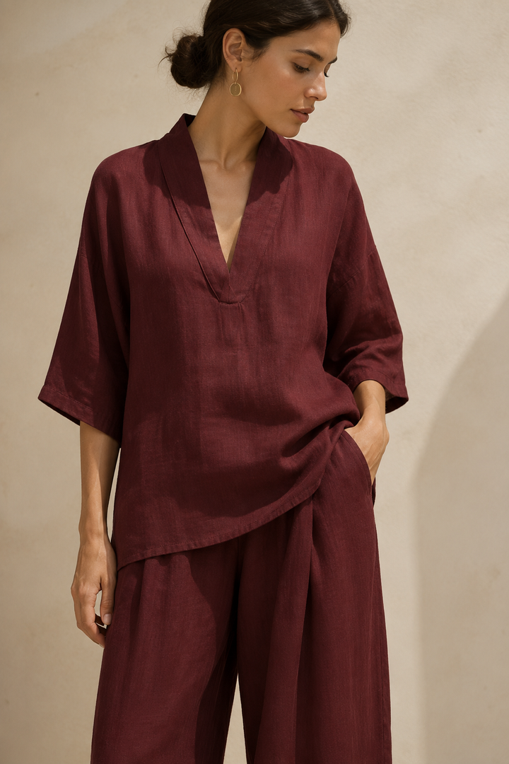 Linna | Conjunto fluido com gola aberta