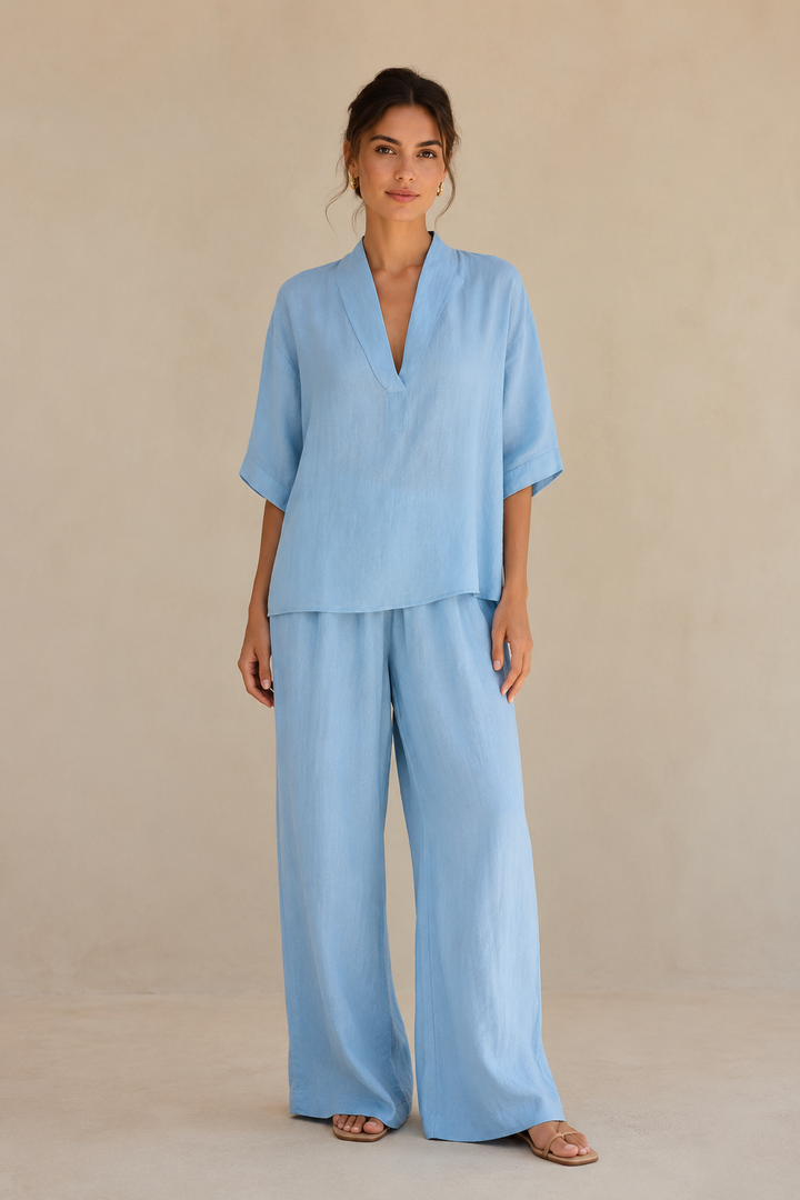 Linna | Conjunto fluido com gola aberta