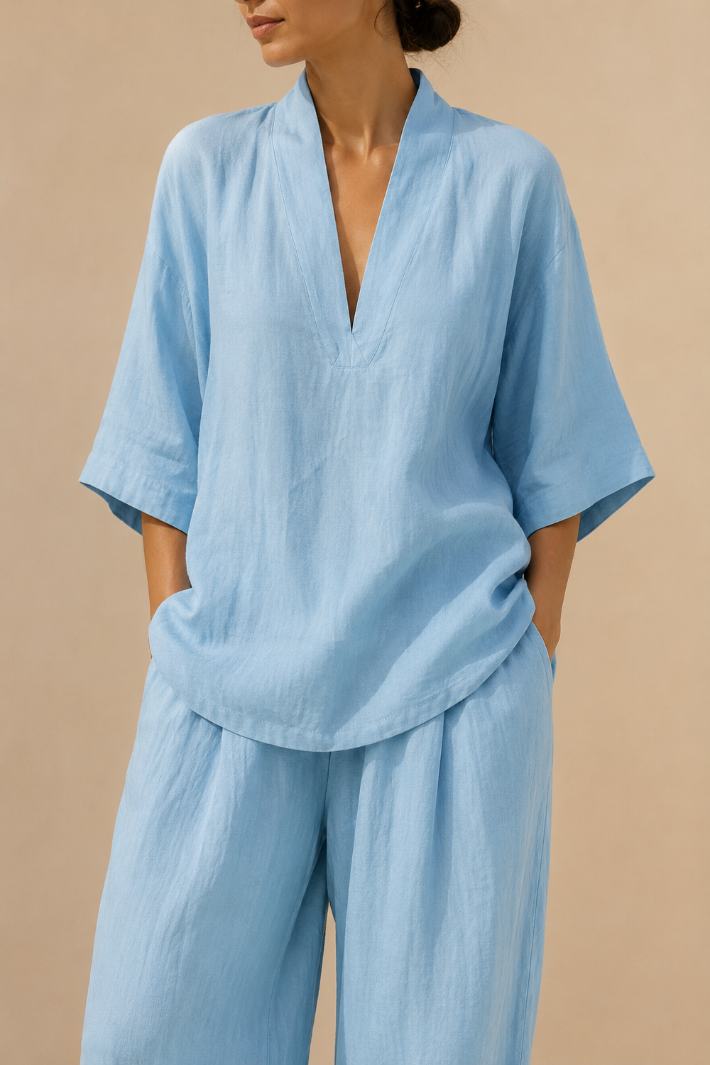 Linna | Conjunto fluido com gola aberta