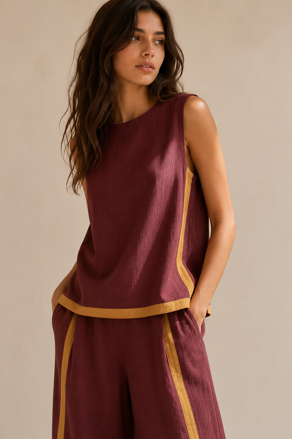 Sinikka | Conjunto com detalhe contrastante
