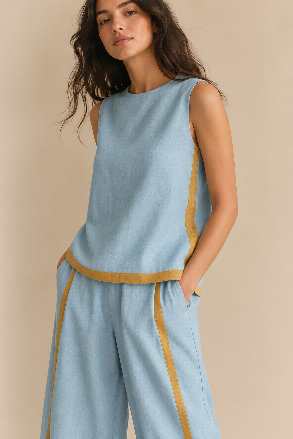Sinikka | Conjunto com detalhe contrastante