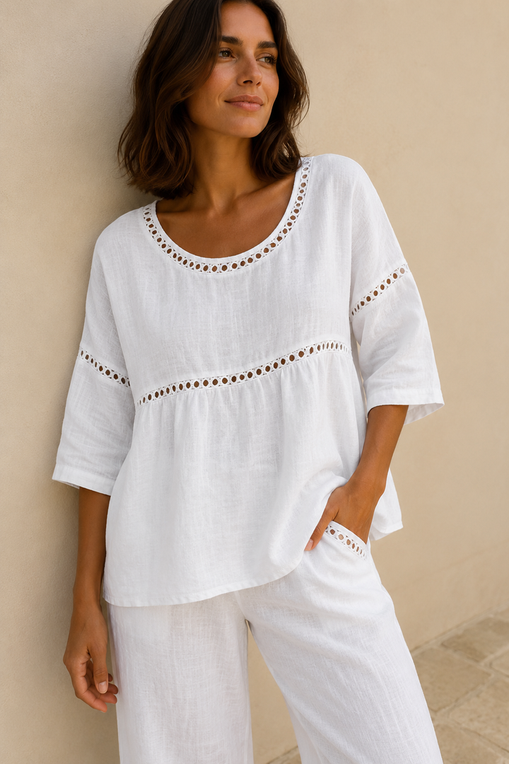 Eila | Conjunto leve com detalhes trabalhados