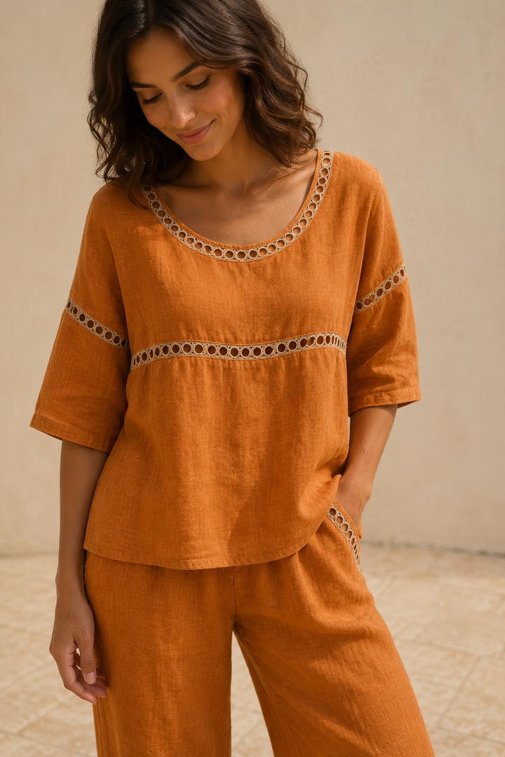 Eila | Conjunto leve com detalhes trabalhados