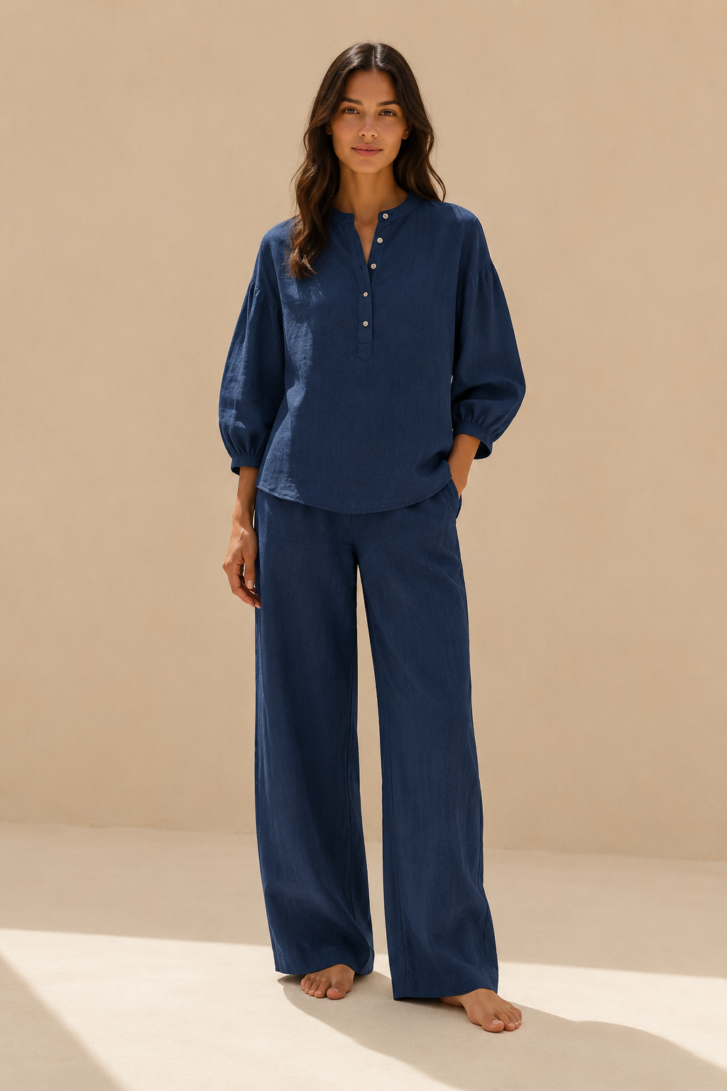 Ansa | Conjunto fluido com blusa de manga balão