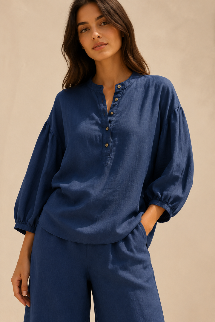 Ansa | Conjunto fluido com blusa de manga balão