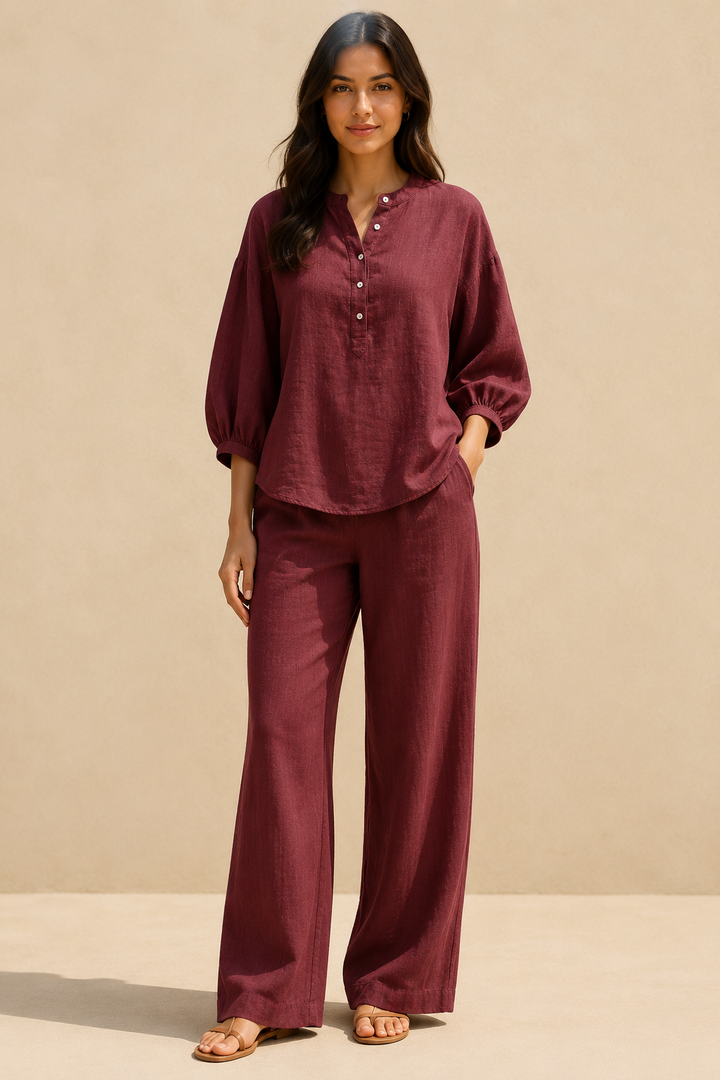 Ansa | Conjunto fluido com blusa de manga balão