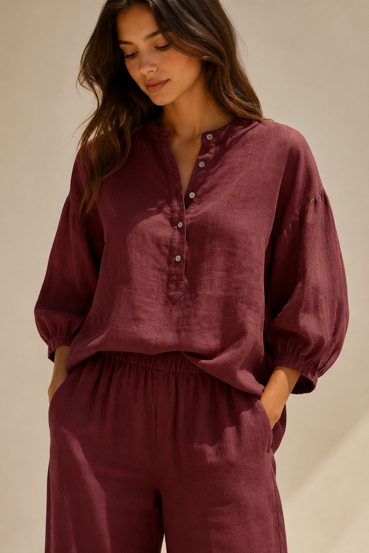 Ansa | Conjunto fluido com blusa de manga balão