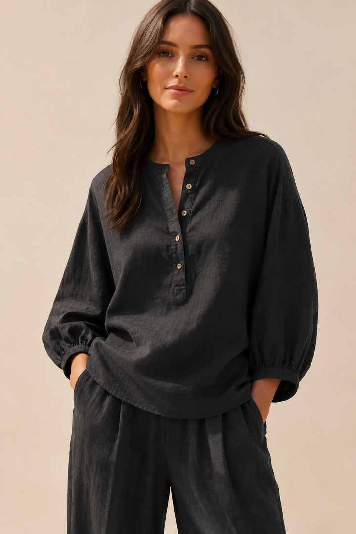 Ansa | Conjunto fluido com blusa de manga balão