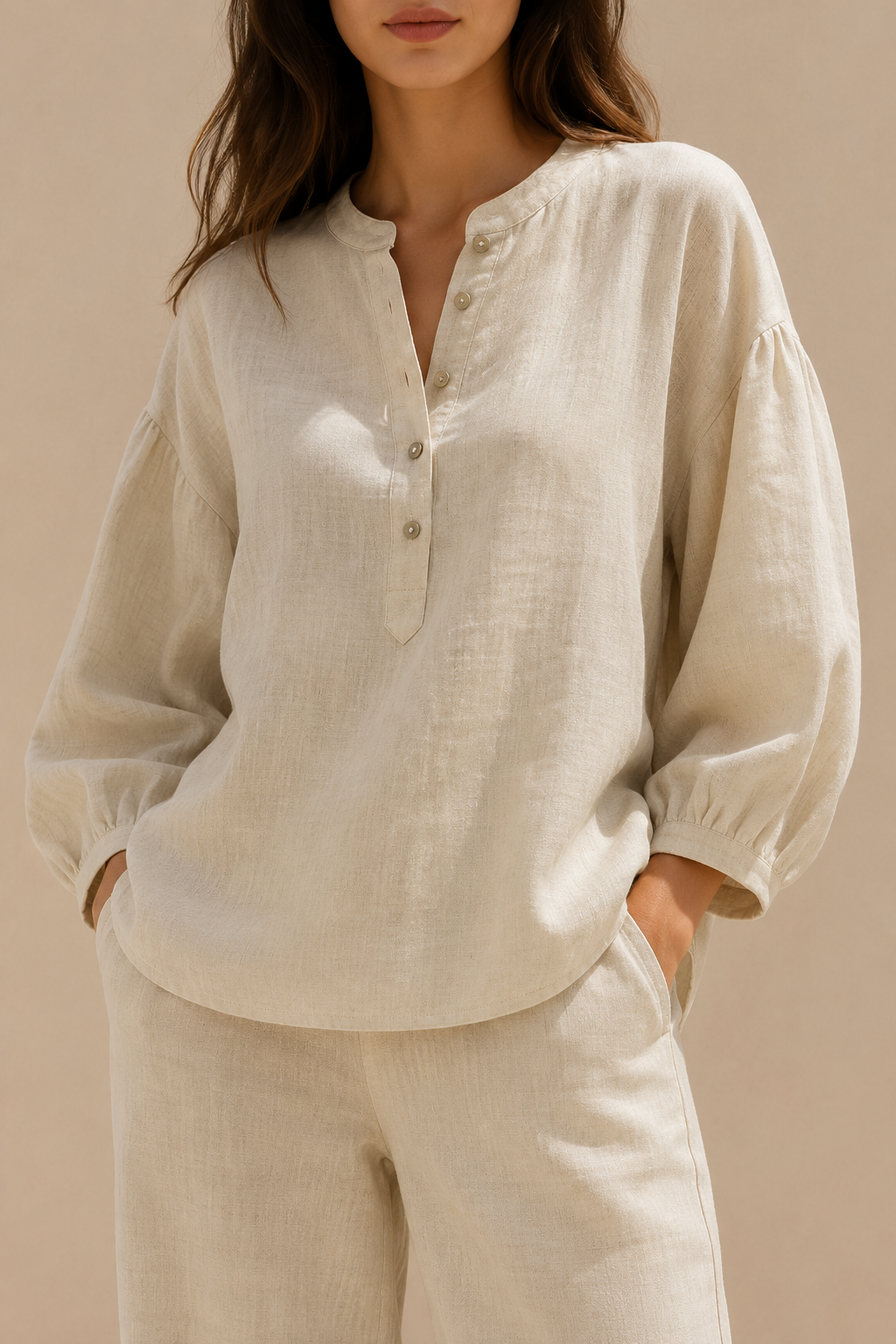 Ansa | Conjunto fluido com blusa de manga balão