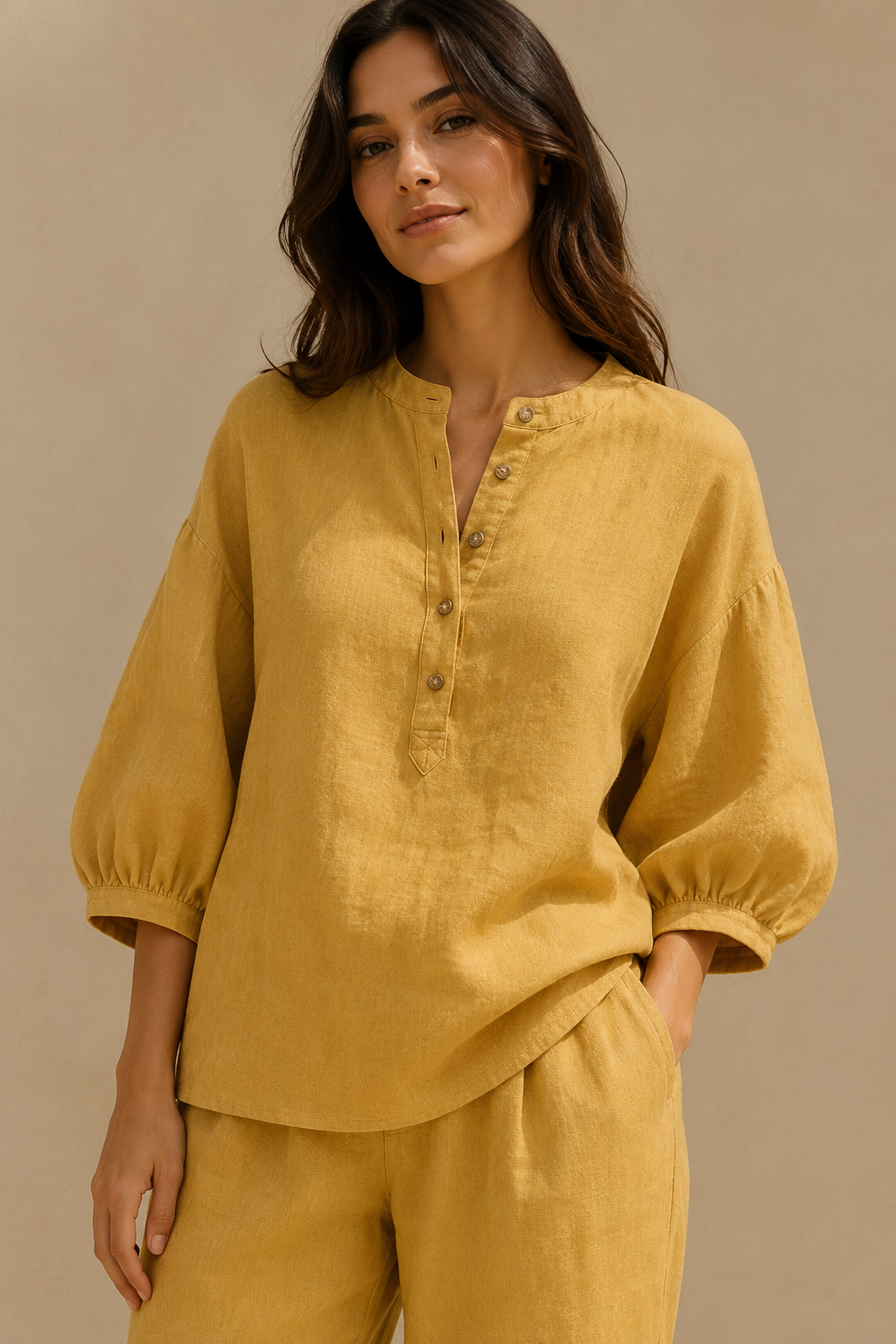 Ansa | Conjunto fluido com blusa de manga balão