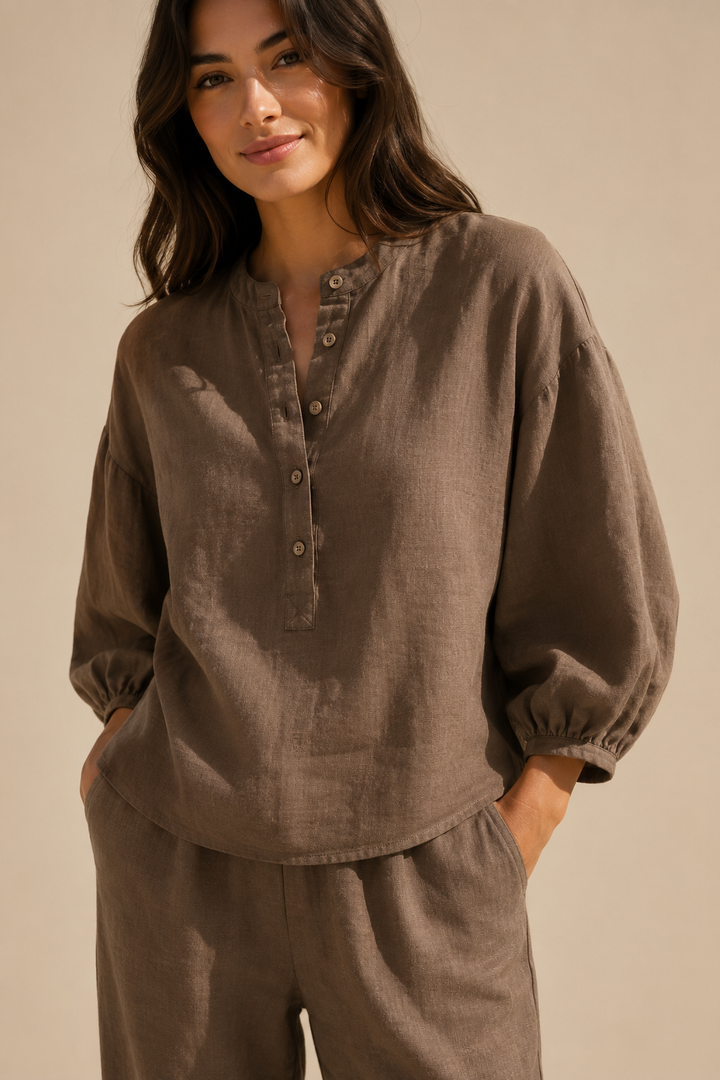 Ansa | Conjunto fluido com blusa de manga balão