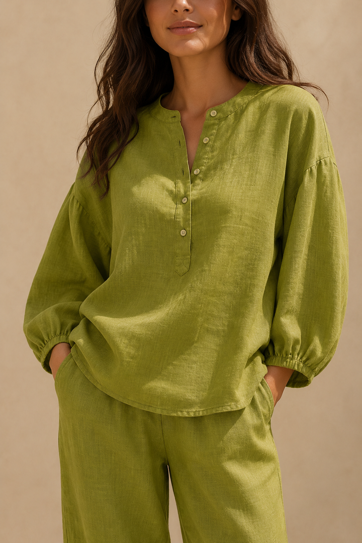 Ansa | Conjunto fluido com blusa de manga balão
