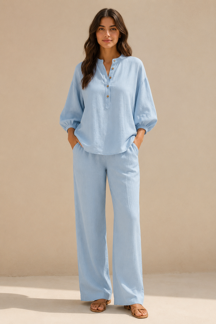 Ansa | Conjunto fluido com blusa de manga balão